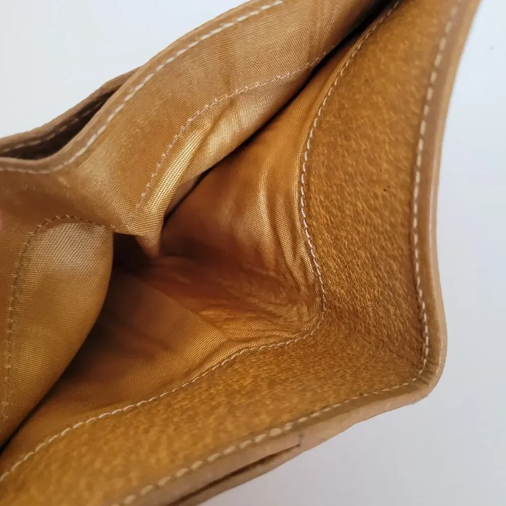 Vintage‎ Gucci Bi-Fold Wallet Tan Leather & Canvas Made in Italy Snap Closure